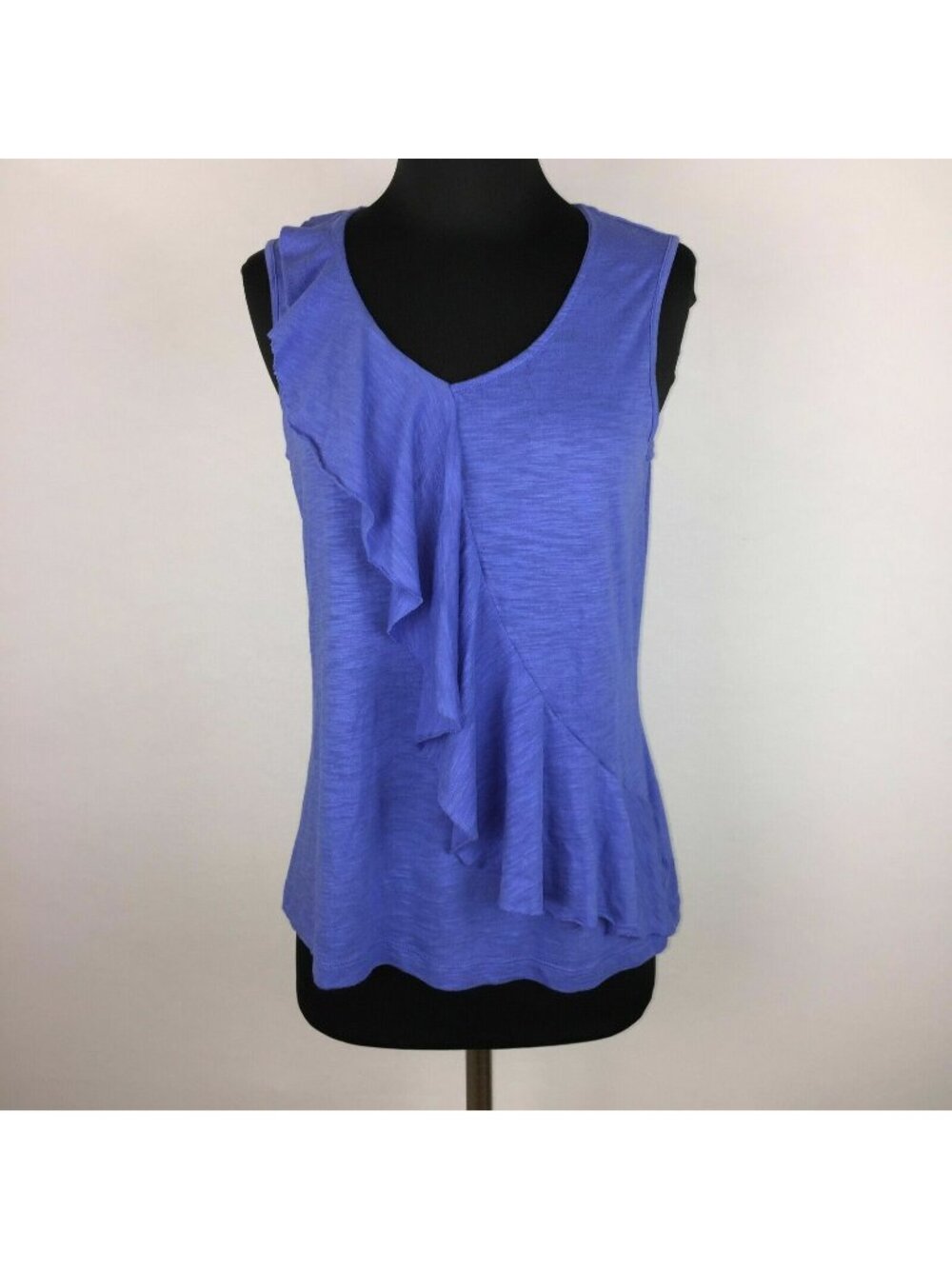 By Chico's Tank Womens 1 US M/8 Ruffle Accented Front Sleeveless Cotton Modal